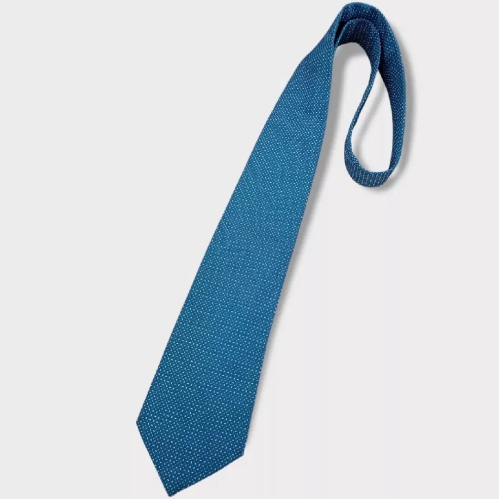 LUIGI BORRELLI Blue Geometric Silk LUXURY Tie ITALY